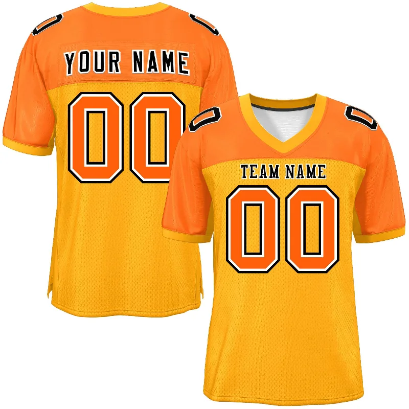 Custom Yellow-Orange Raglan Sleeves Fashion Authentic Football Jersey